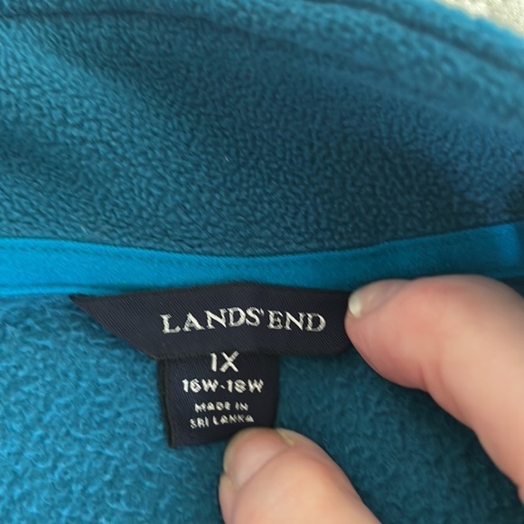 LANDS END WOMENS QUARTER ZIP FLEECE SZ 1X TEAL BLUE GREEN POLARTEC OUTDOORWEAR - Picture 5 of 7